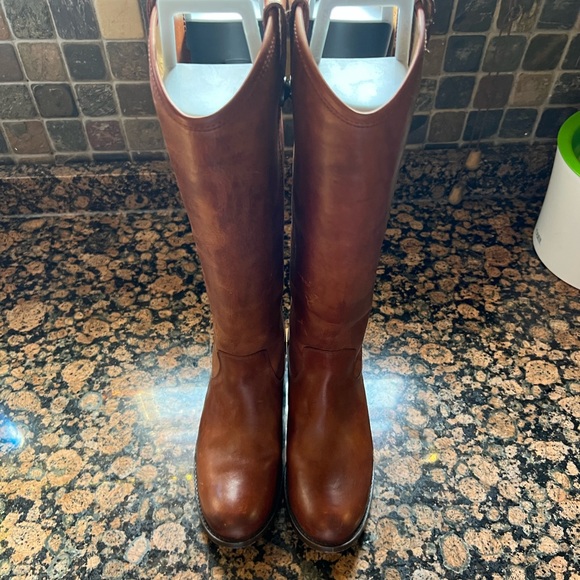 Leather Melissa double button Frye riding boots - Picture 3 of 4